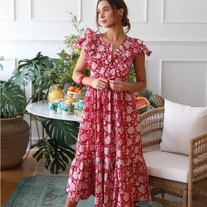 Mille Clementine Dress in Red Zinnia